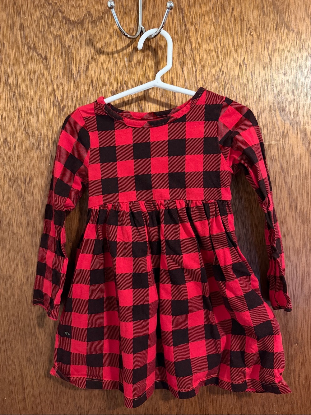 wonder nation Red and Black Buffalo Plaid Long Sleeve Dress